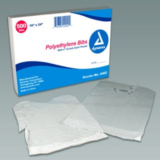 Disposable Polyethylene Bibs W/Crumb Pocket 16 x24 Bx/500